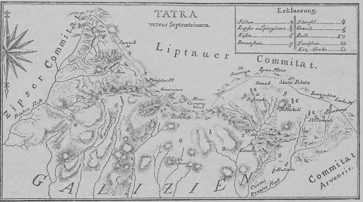 Mapa Tatr polskich, dodana do dzieła Hacqeata z roku 1796
