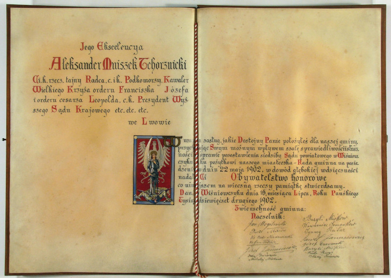 ALEKSANDER MN1SZEK-TCHORZNICKI - Dyplom honorowego obywatelstwa Wiśniowczyka